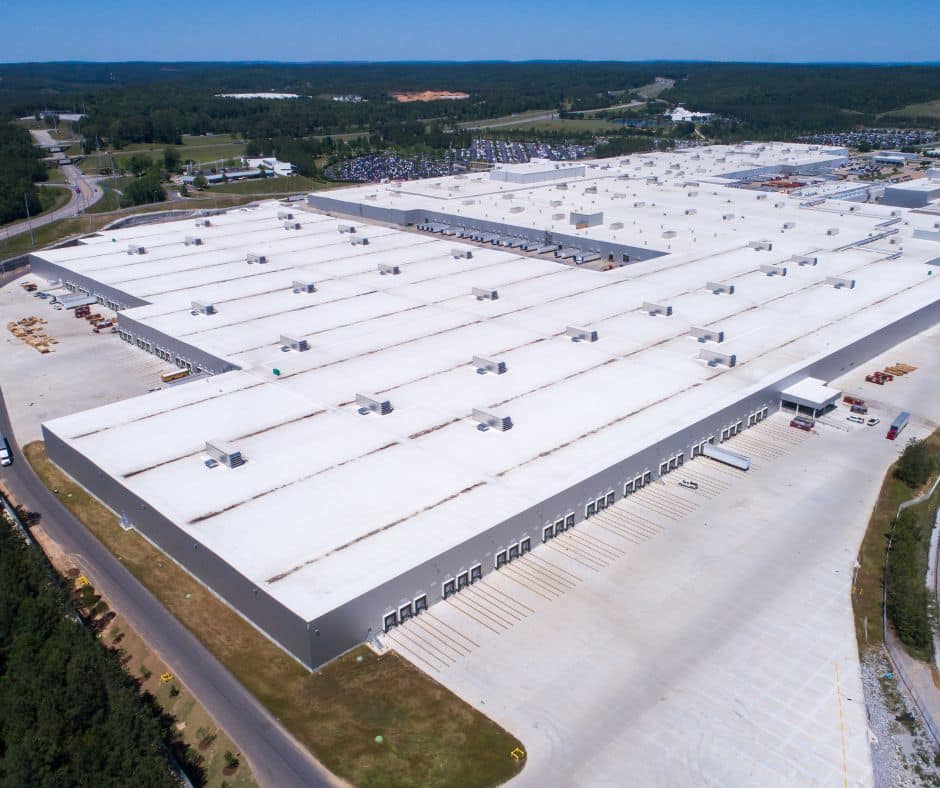 an aerial view of a large commercial roof