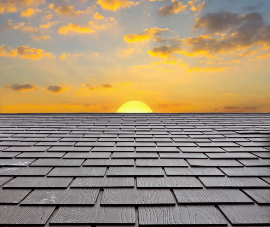 sun shining on a roof