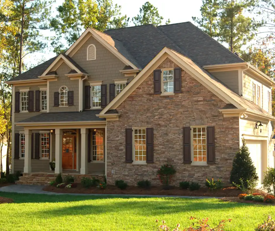 a facade of a home showing its stunning roof and exteriors