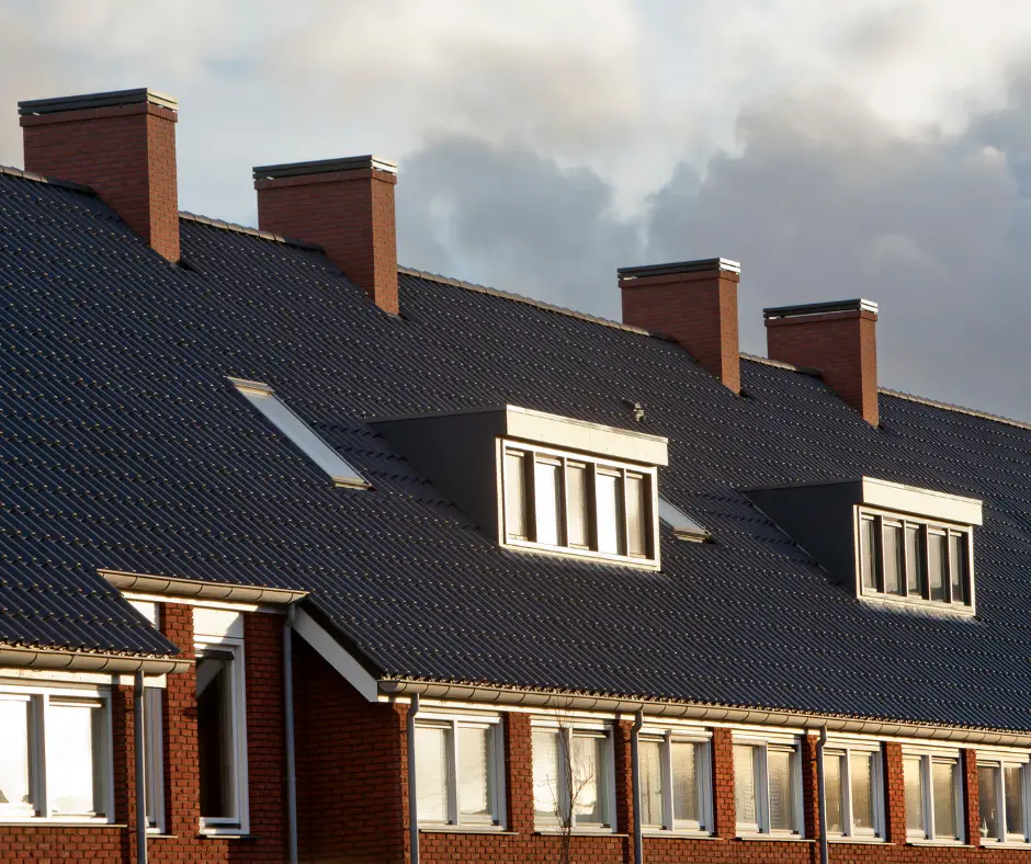 a big house with a newly installed roofing