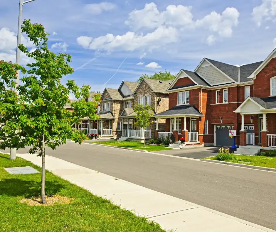 a row of contemporary houses on a street