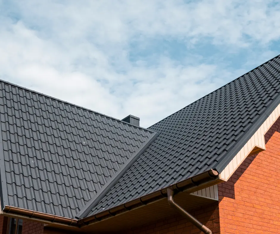 a roof of a house colored black