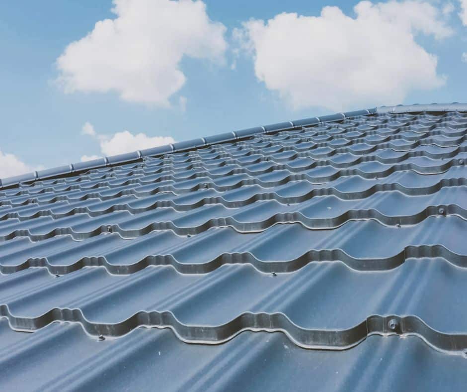 a close up of a metal roof