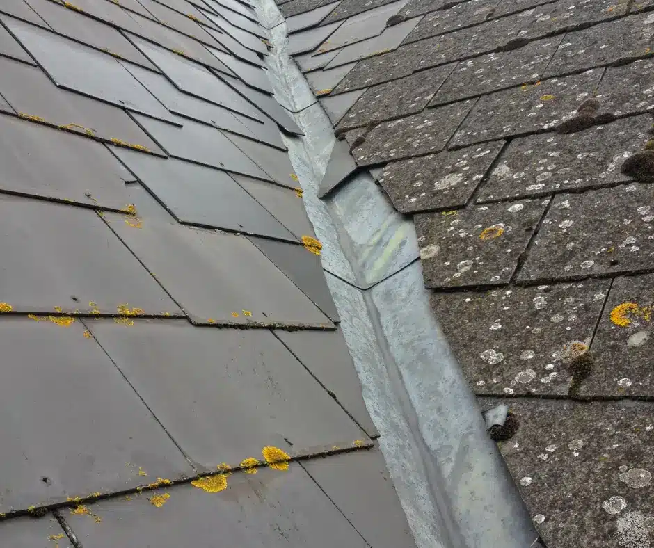 a roof with a gutter