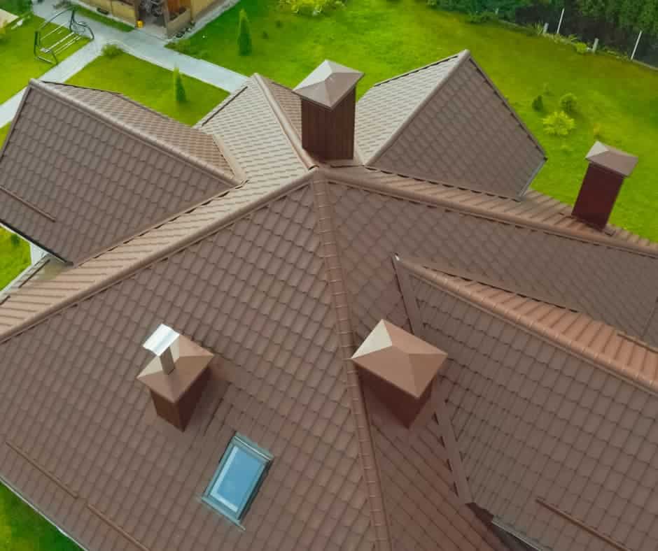 an aerial view of a roof deign