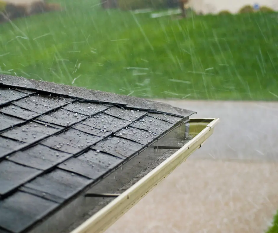 a roof being attacked by hail