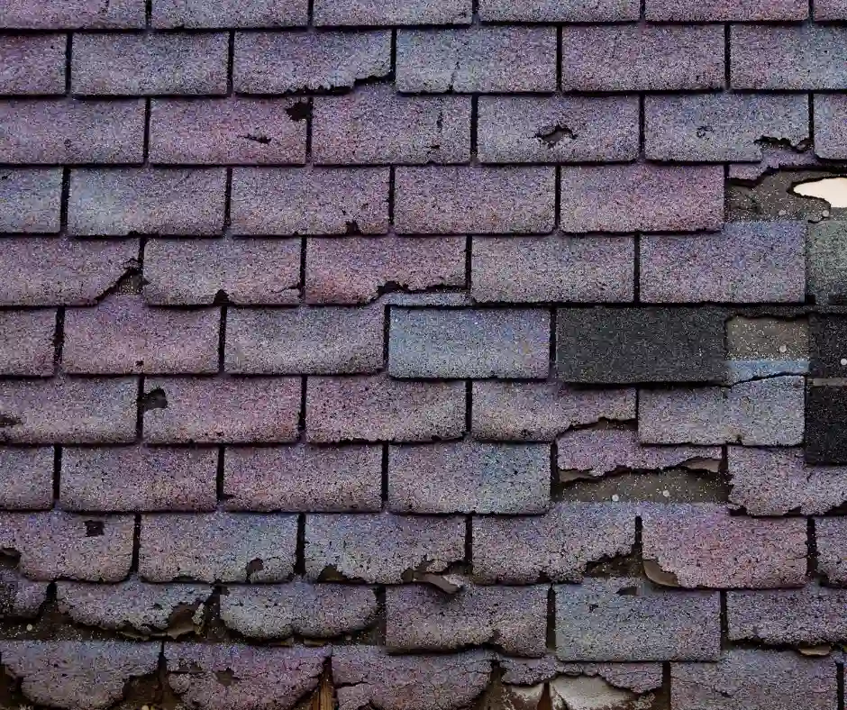 a close up of a house that needs replacing roof shingles