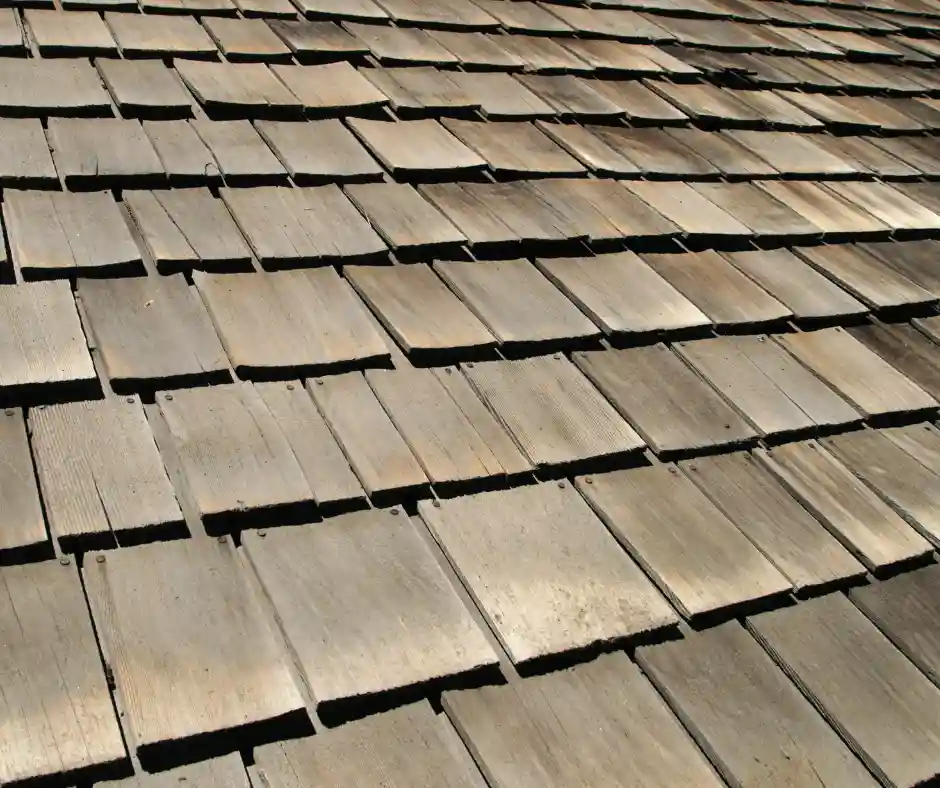 a close-up of a wooden roof