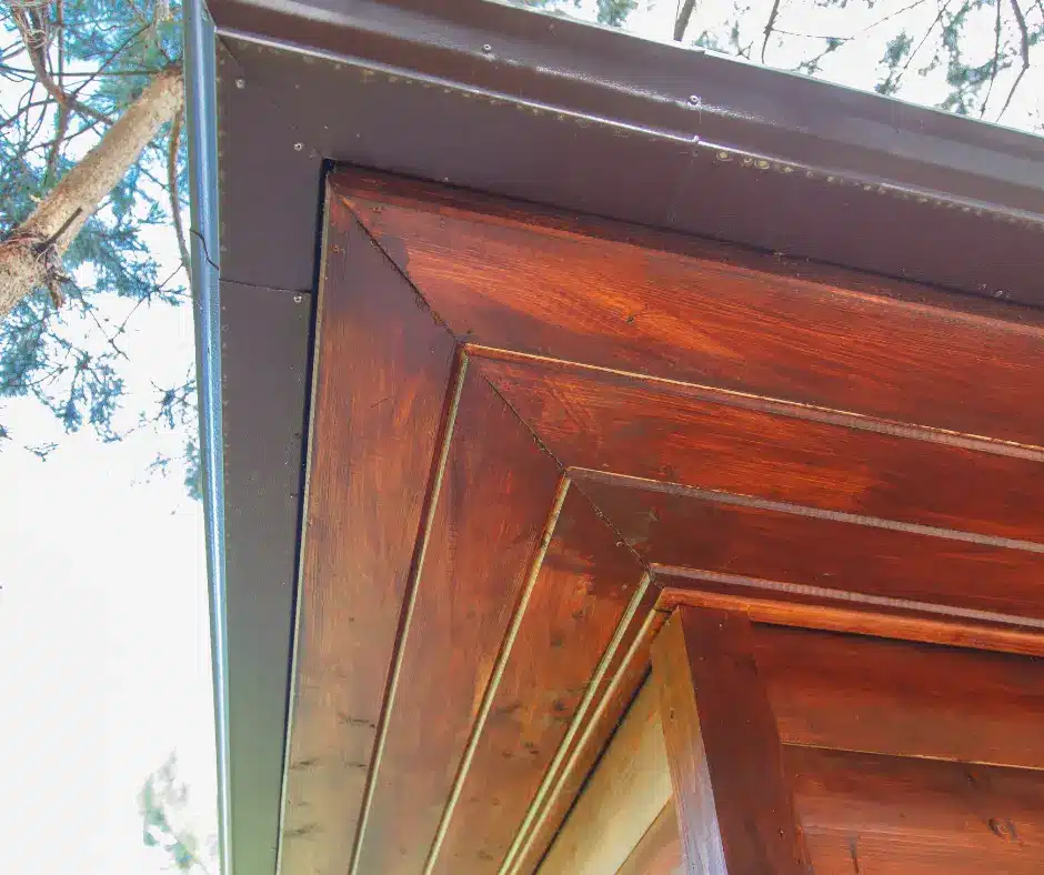 a close up of wooden soffits