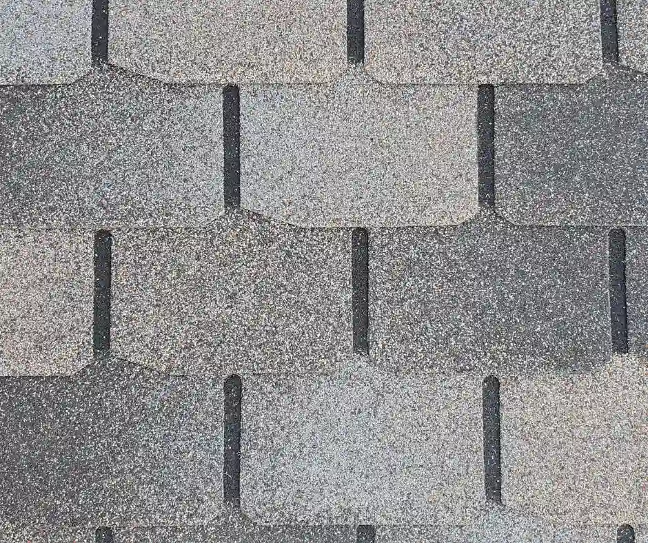 a close-up of a gray shingle roof