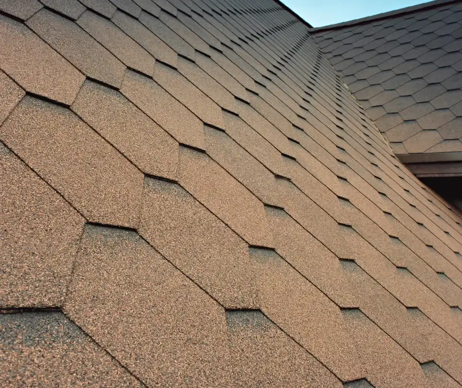 a close up of a dimensional roof shingle type