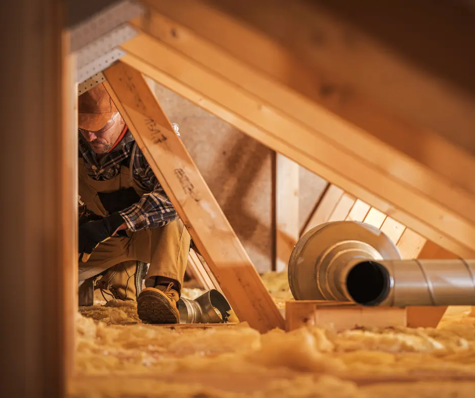 a man in a roof