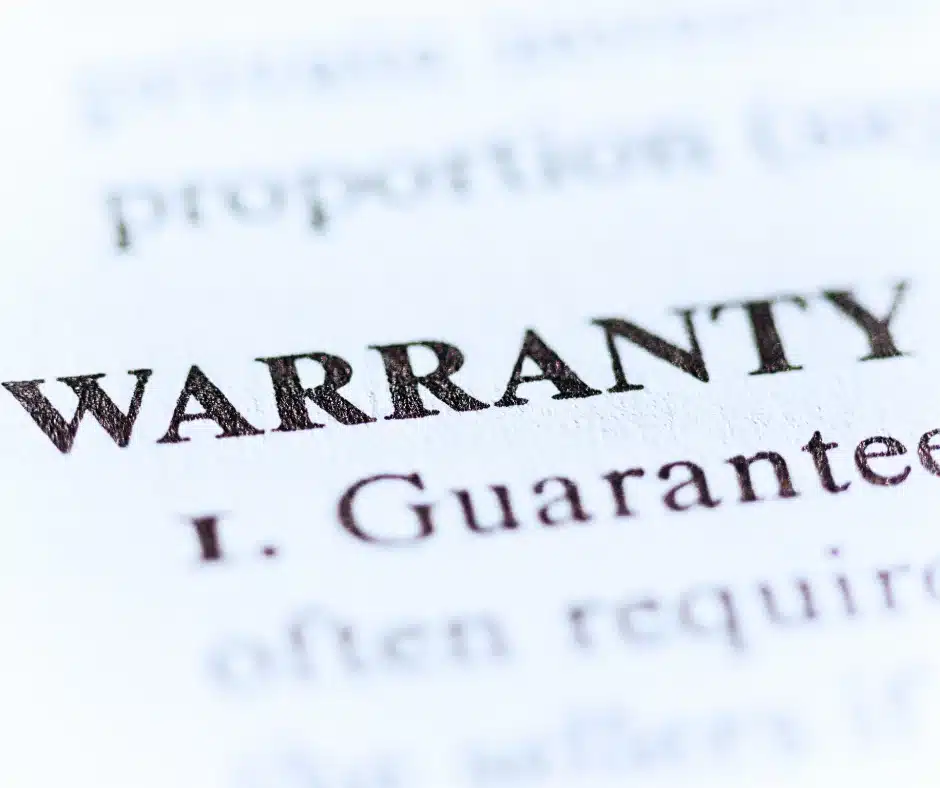 a close-up of a word "WARRANTY" 